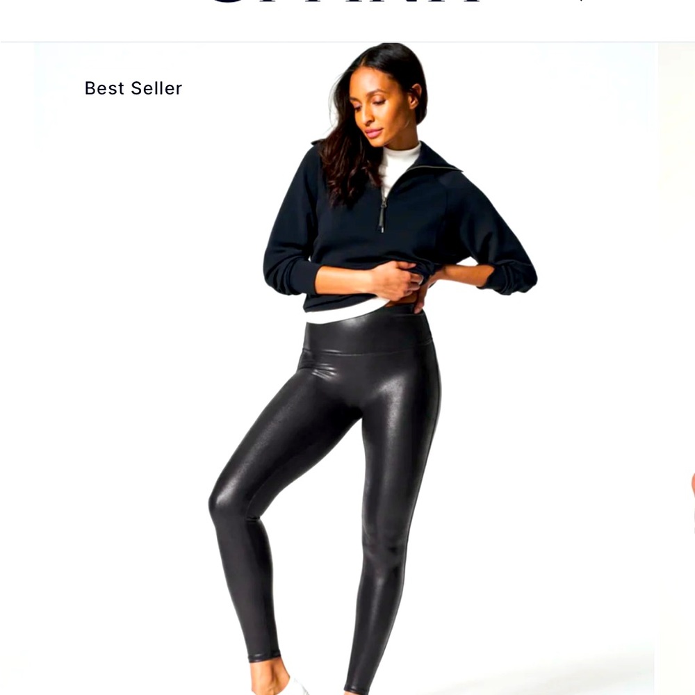 SPANX high waisted Faux Leather Legging size M